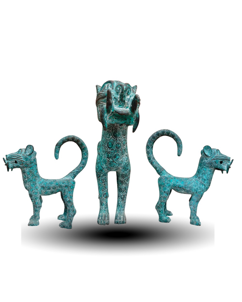 BENIN - IFE TRIBE SMALL BRONZE LEOPARDS