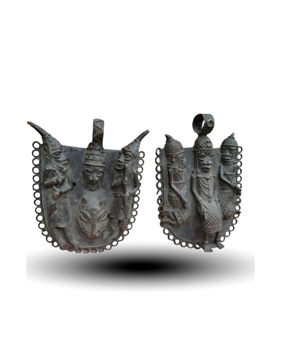 BENIN - QUEEN & KING BRONZE PLAQUE