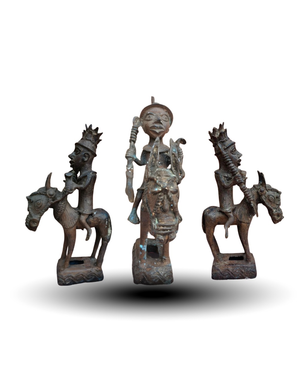 BENIN - IFE TRIBE BRONZE KING & KNIGHTS
