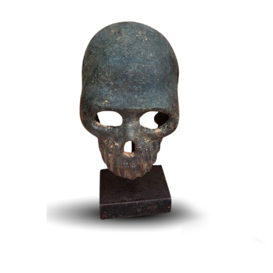 BENIN - BRONZE SKELETON  SKULL