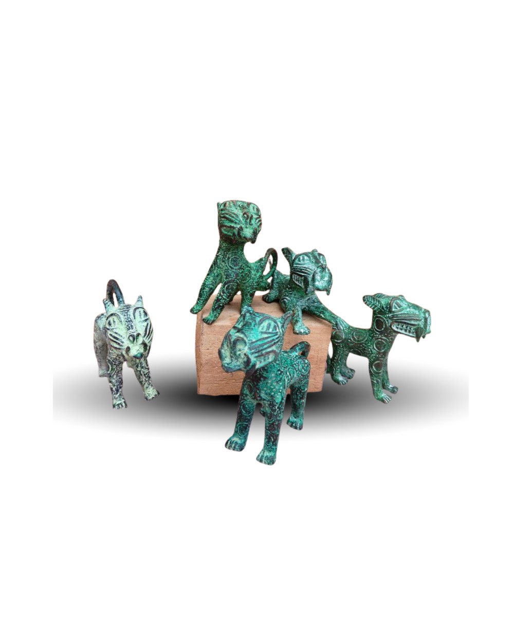BENIN - IFE TRIBE SMALL BRONZE LEOPARDS
